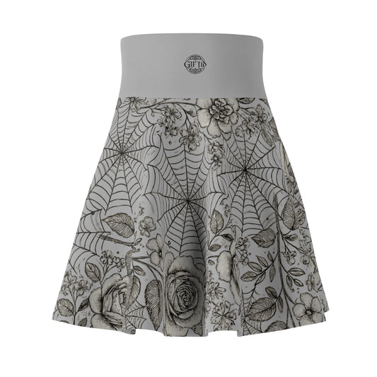Flower Web Skater Skirt - Light Grey