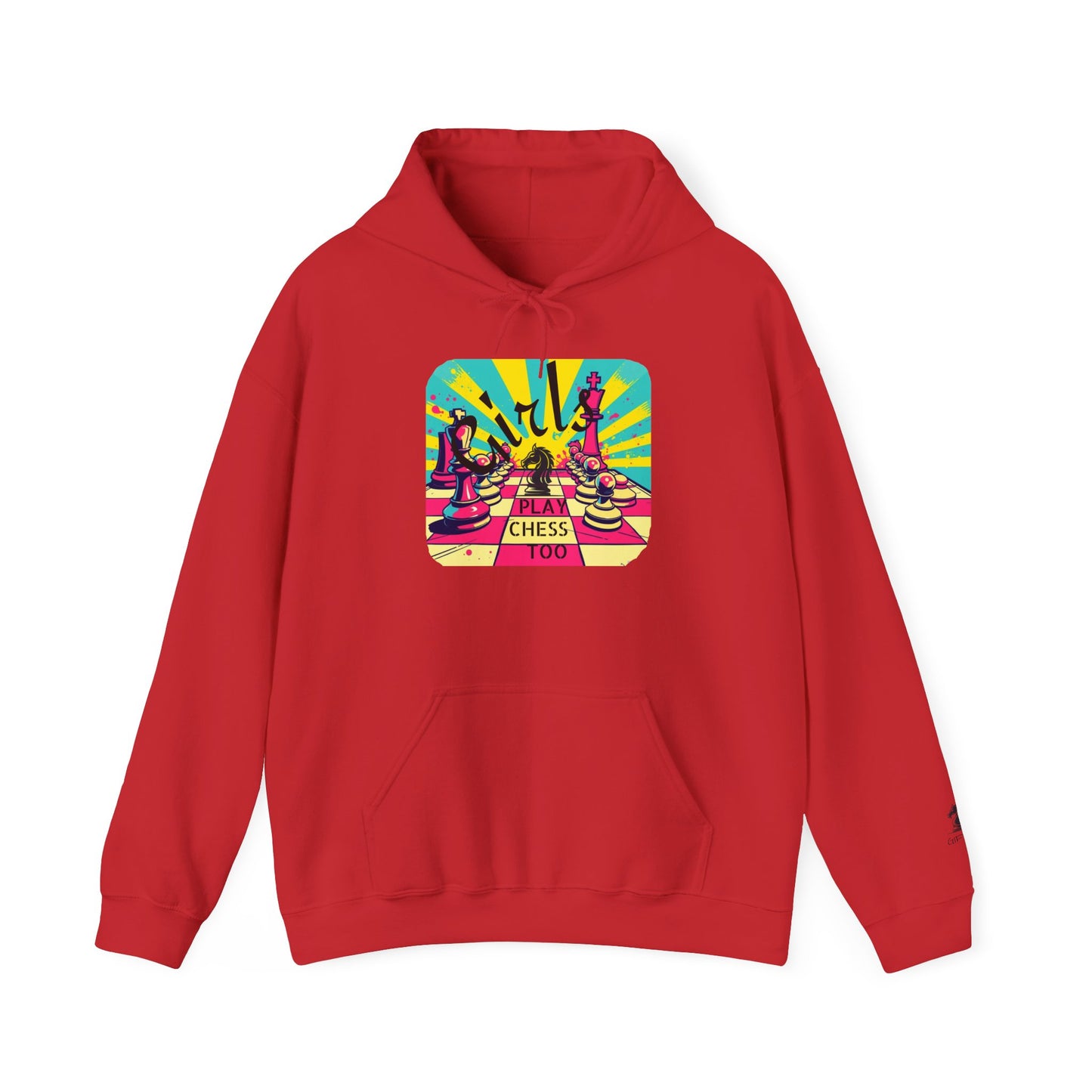 Girls Play Chess Too Hoodie, Funny Chess Lover Gift, Board Game Sweatshirt, Unique Chess Designs, Cozy Gamer Apparel