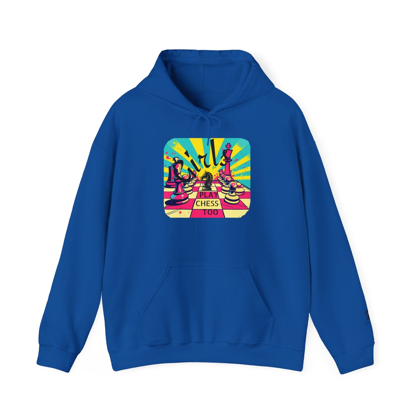 Girls Play Chess Too Hoodie, Funny Chess Lover Gift, Board Game Sweatshirt, Unique Chess Designs, Cozy Gamer Apparel