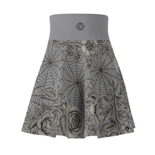 Flower Web Skater Skirt Grey