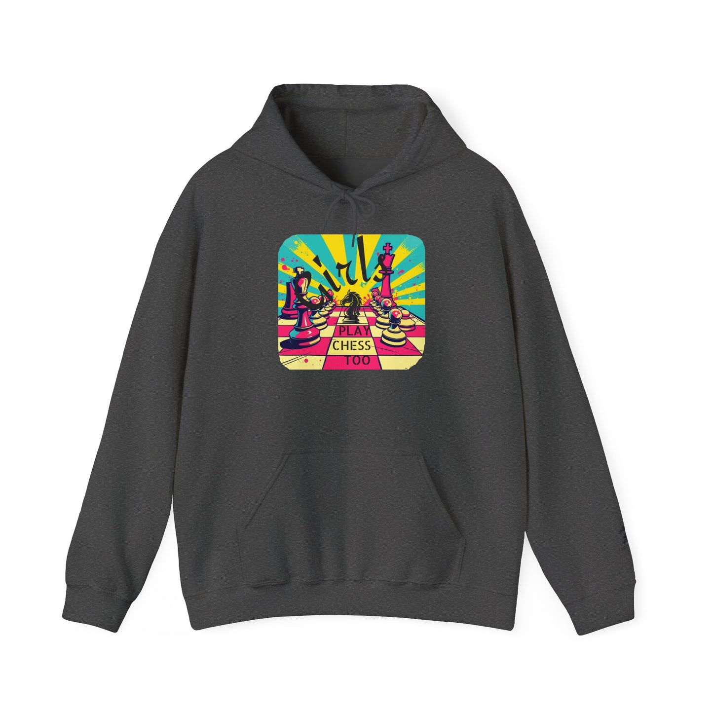 Girls Play Chess Too Hoodie, Funny Chess Lover Gift, Board Game Sweatshirt, Unique Chess Designs, Cozy Gamer Apparel