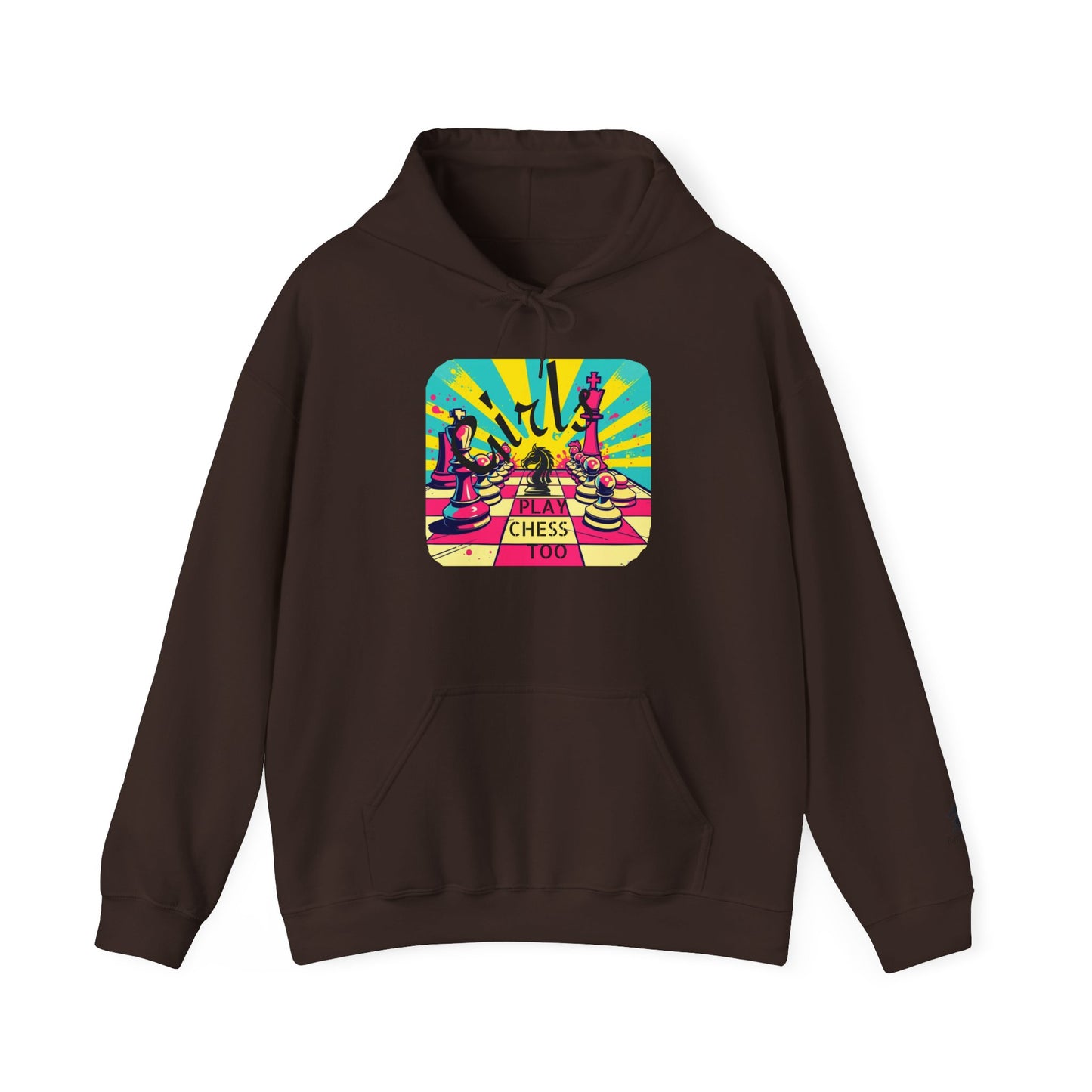 Girls Play Chess Too Hoodie, Funny Chess Lover Gift, Board Game Sweatshirt, Unique Chess Designs, Cozy Gamer Apparel