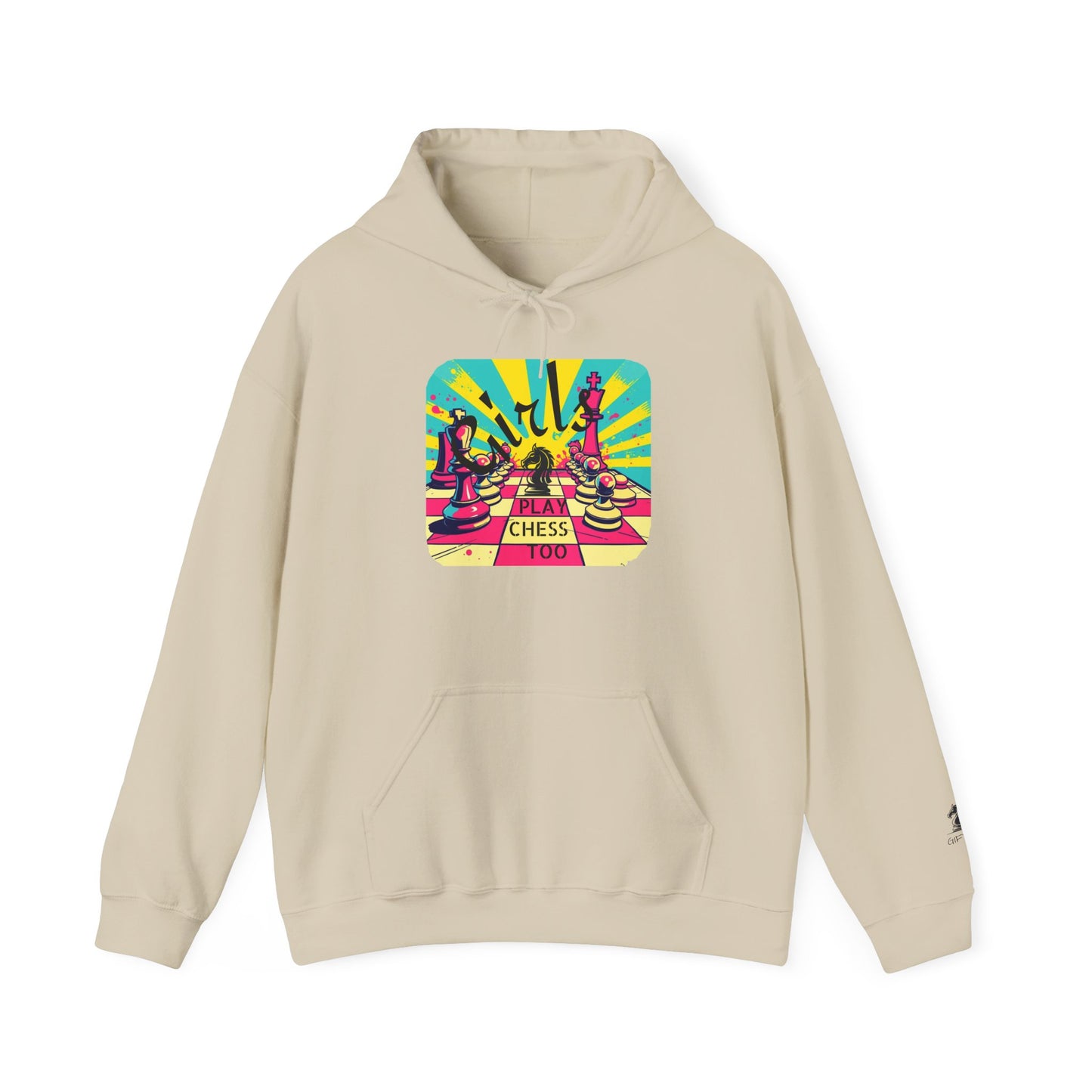 Girls Play Chess Too Hoodie, Funny Chess Lover Gift, Board Game Sweatshirt, Unique Chess Designs, Cozy Gamer Apparel