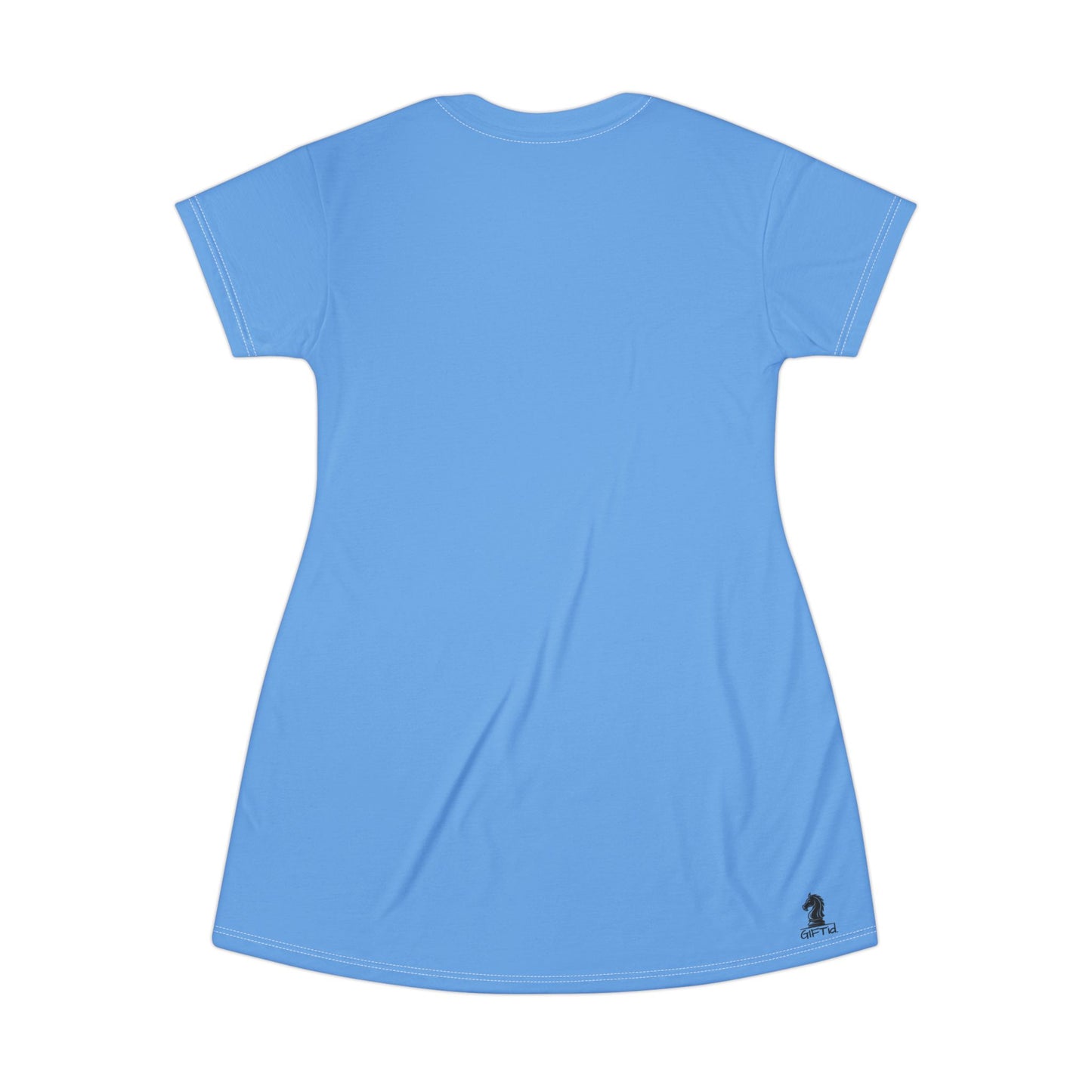 Blue GIFTid HorseFlower T-Shirt Dress, Casual Summer Dress, Boho Style Dress, Relaxed Wear, Perfect Gift for Her