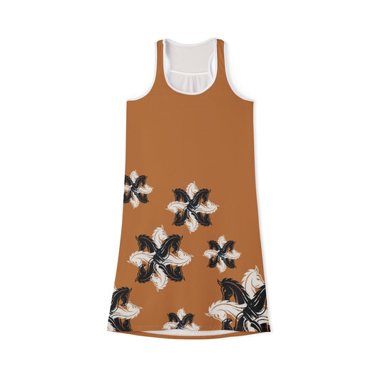 GIFTid Xtra HorseFlower Racerback Dress, Summer Dress, Casual Dress, Beachwear, Everyday Dress