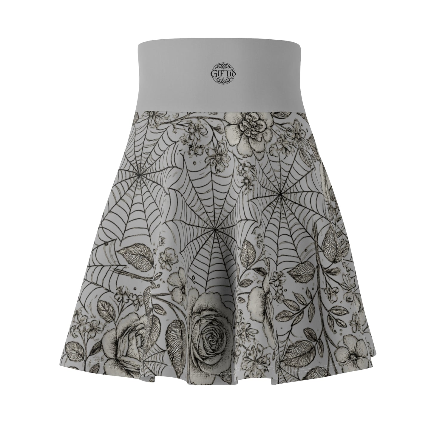 Flower Web Skater Skirt - Light Grey