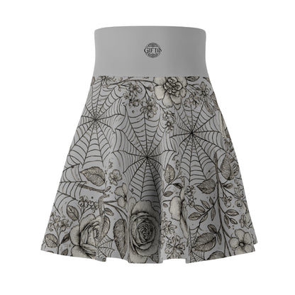 Flower Web Skater Skirt - Light Grey