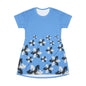 Blue GIFTid HorseFlower T-Shirt Dress, Casual Summer Dress, Boho Style Dress, Relaxed Wear, Perfect Gift for Her