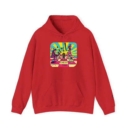 Girls Play Chess Too Hoodie, Funny Chess Lover Gift, Board Game Sweatshirt, Unique Chess Designs, Cozy Gamer Apparel