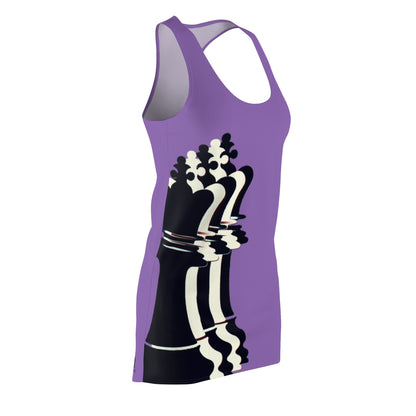 Purple GIFTid Queen Move Racerback Dress | Stylish Summer Dress, Unique Gift, Casual Wear, Chess Lover's Apparel, Trendy AOP Dress