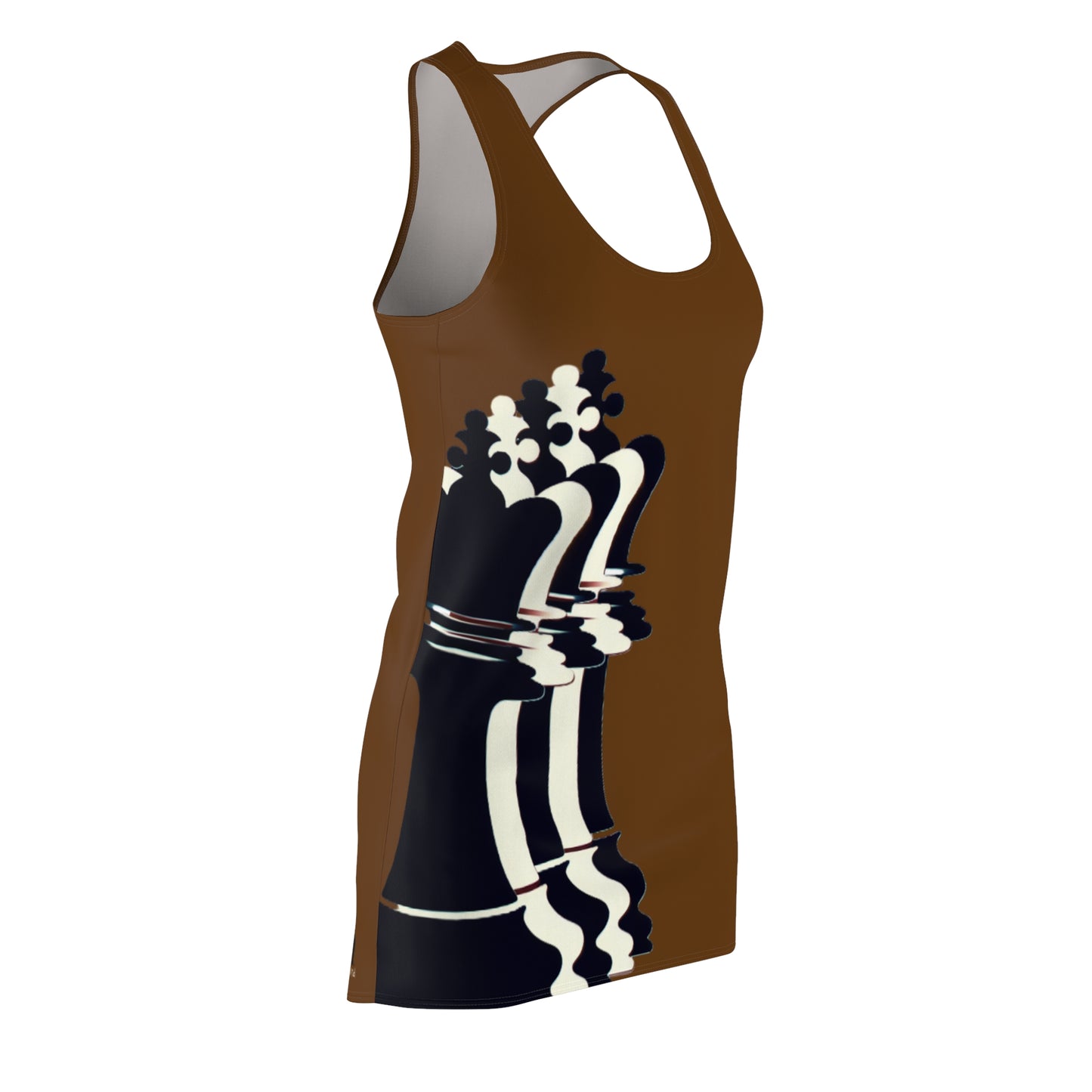 Brown GIFTid Queen Move Racerback Dress | Stylish Summer Dress, Unique Gift, Casual Wear, Chess Lover's Apparel, Trendy AOP Dress