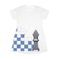 White GIFTid Queen's Domain T-Shirt Dress | Unique Chess Lover Gift, Casual Wear, Playful Outfit, Game Night Apparel, Stylish Dress