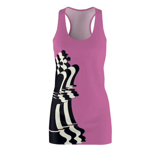 Pink GIFTid Queen Move Racerback Dress | Stylish Summer Dress, Unique Gift, Casual Wear, Chess Lover's Apparel, Trendy AOP Dress