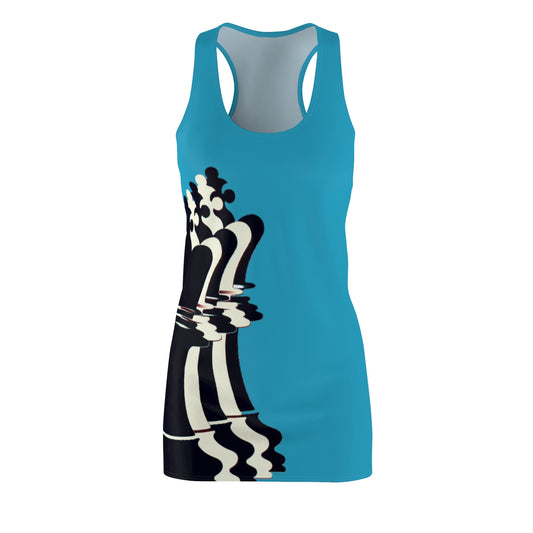 Aqua GIFTid Queen Move Racerback Dress | Stylish Summer Dress, Unique Gift, Casual Wear, Chess Lover's Apparel, Trendy AOP Dress