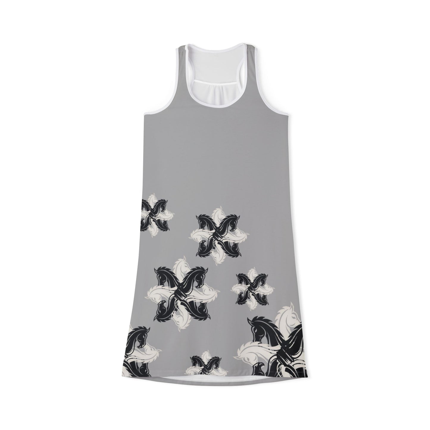 GIFTid Xtra HorseFlower Racerback Dress, Summer Dress, Casual Dress, Beachwear, Everyday Dress