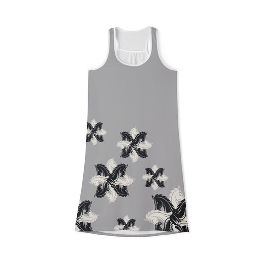 GIFTid Xtra HorseFlower Racerback Dress, Summer Dress, Casual Dress, Beachwear, Everyday Dress