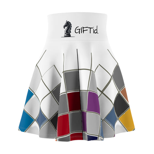 GIFTid Rodney Square Skater Skirt - Playful Chess Design, Trendy Everyday Wear, Perfect for Game Night, Unique Gift for Her, Comfortable Casual Style