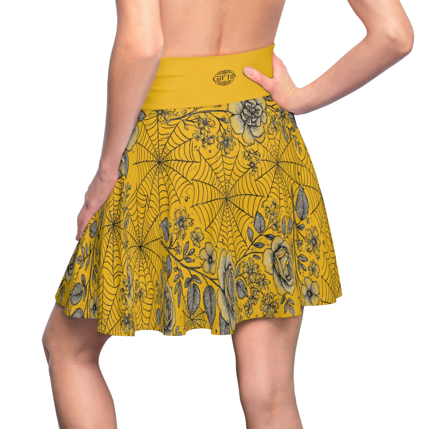 Flower Web Skater Skirt - Yellow