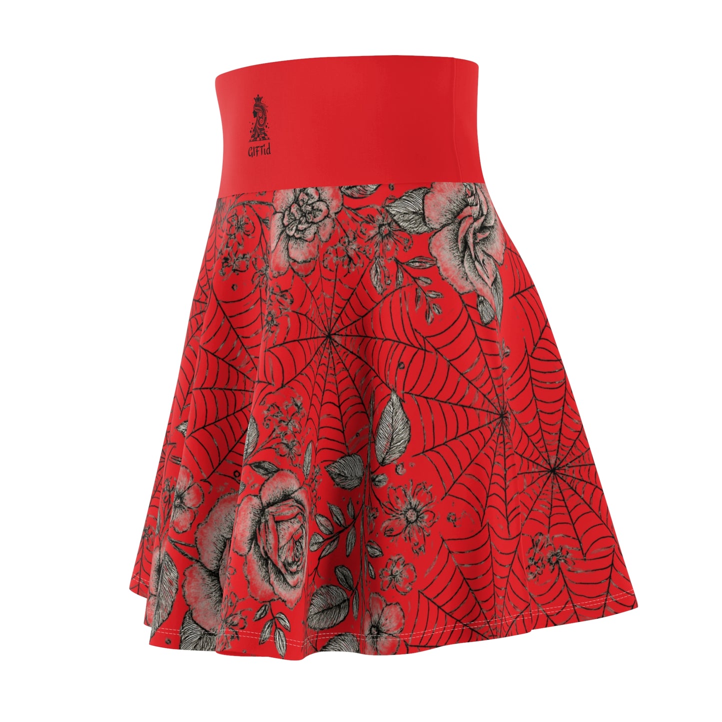 Flower Web Skater Skirt - Red
