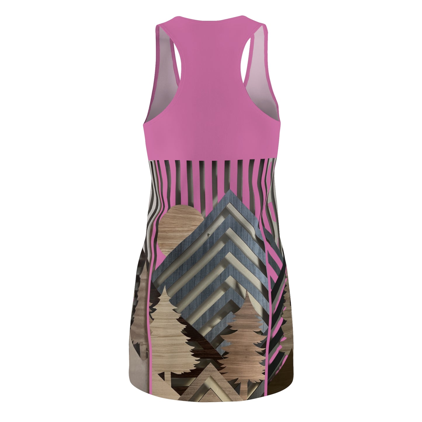Mountain About Pink Racerback Dress with Nature-Inspired Design, Casual Summer Wear, Outdoor Events, Vacation Essential, Eco-Friendly Fashion