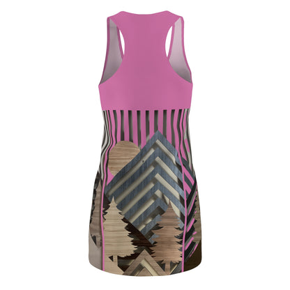 Mountain About Pink Racerback Dress with Nature-Inspired Design, Casual Summer Wear, Outdoor Events, Vacation Essential, Eco-Friendly Fashion