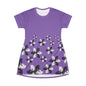 Purple GIFTid HorseFlower T-Shirt Dress, Casual Summer Dress, Boho Style Dress, Relaxed Wear, Perfect Gift for Her