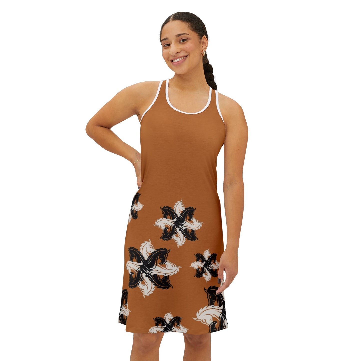 GIFTid Xtra HorseFlower Racerback Dress, Summer Dress, Casual Dress, Beachwear, Everyday Dress