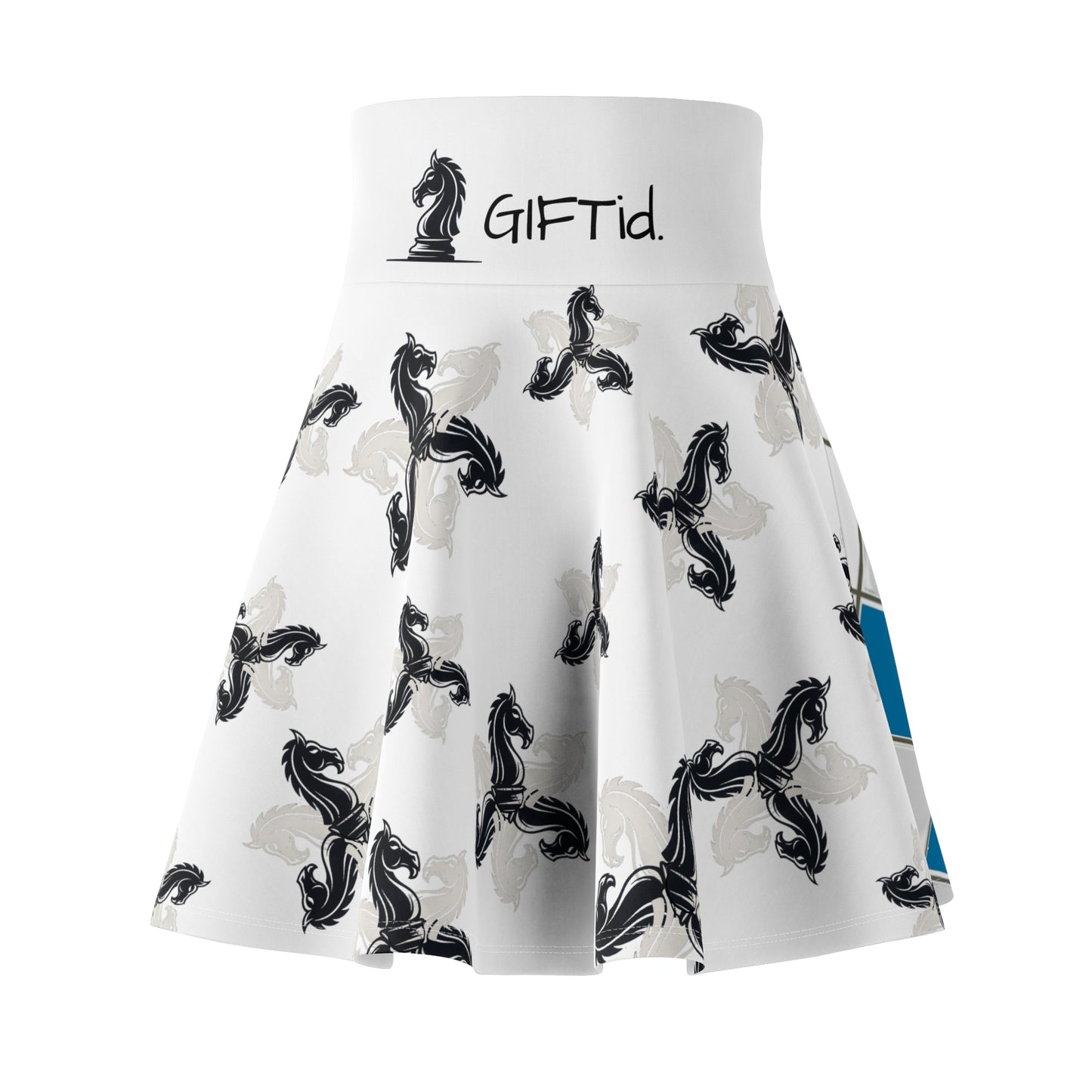 GIFTid Rodney Square Skater Skirt - Playful Chess Design, Trendy Everyday Wear, Perfect for Game Night, Unique Gift for Her, Comfortable Casual Style