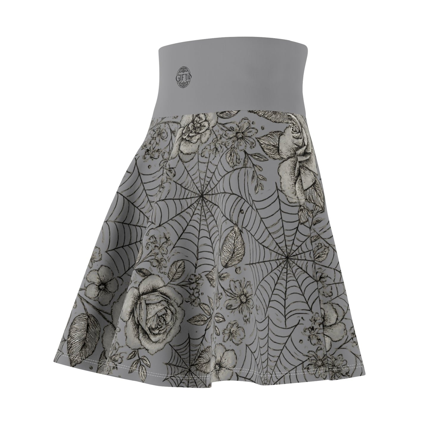 Flower Web Skater Skirt Grey