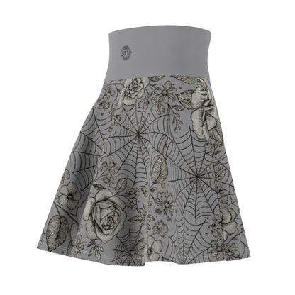 Flower Web Skater Skirt Grey