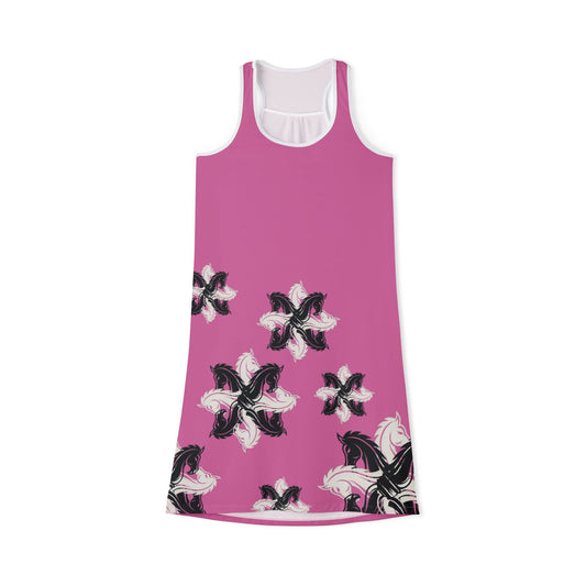 GIFTid Xtra HorseFlower Racerback Dress, Summer Dress, Casual Dress, Beachwear, Everyday Dress