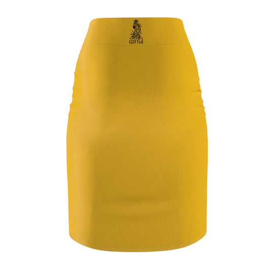 Your Highness Profile Pencil Skirt - Bold Graphic Design for Fashion Enthusiasts, Stylish Office Wear, Party Outfit, Gift Idea, Yellow Skirt