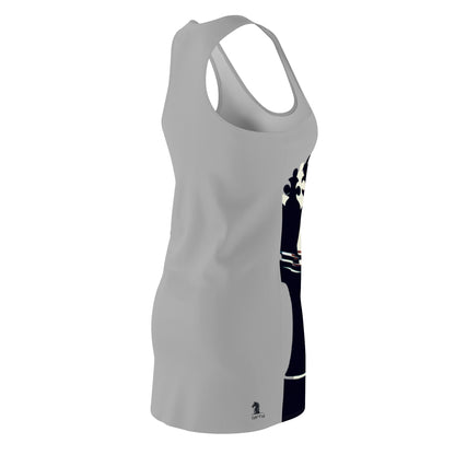 Grey GIFTid Queen Move Racerback Dress | Stylish Summer Dress, Unique Gift, Casual Wear, Chess Lover's Apparel, Trendy AOP Dress