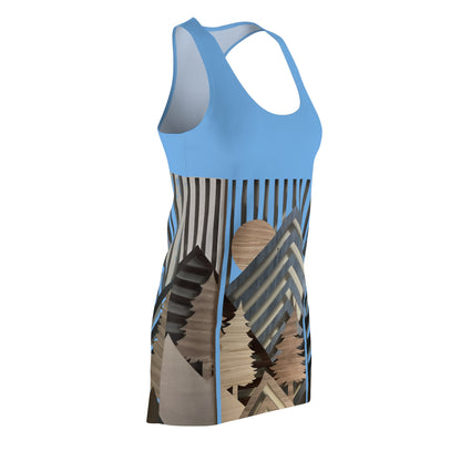Mountain About Blue Racerback Dress with Nature-Inspired Design, Casual Summer Wear, Outdoor Events, Vacation Essential, Eco-Friendly Fashion