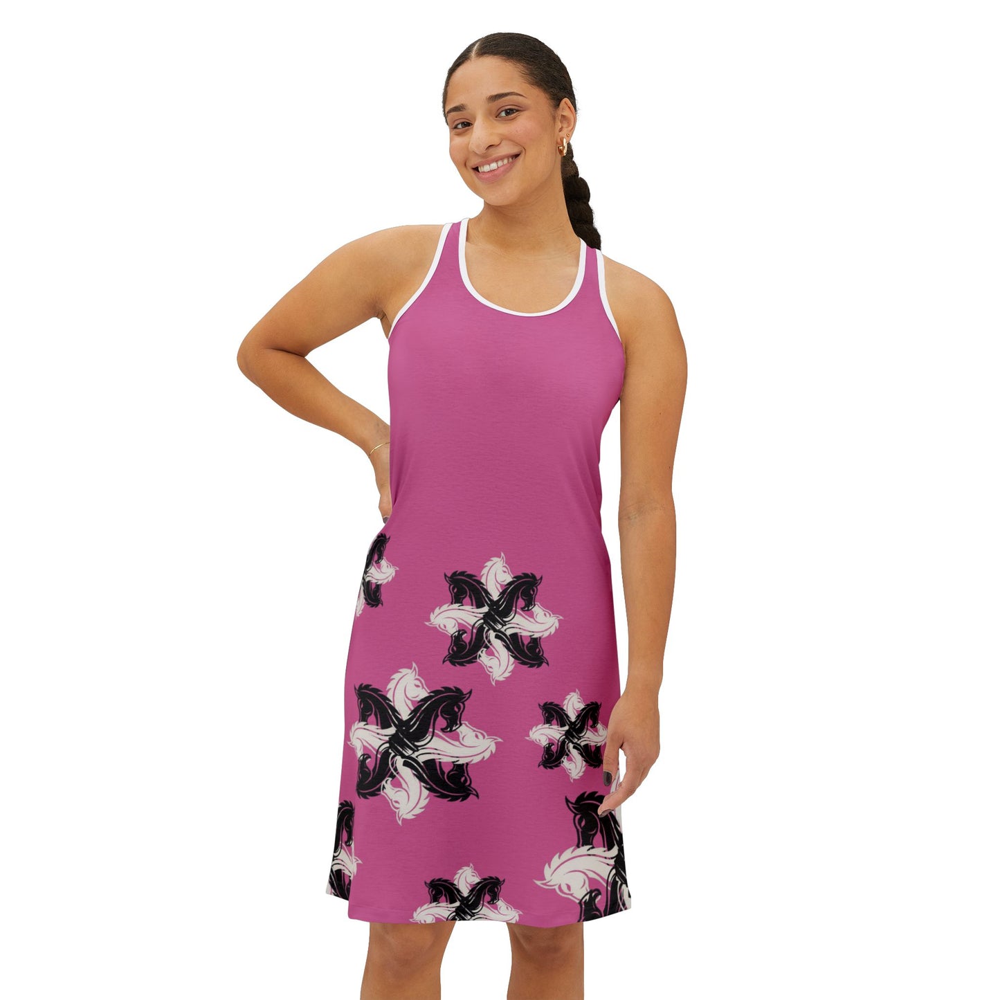 GIFTid Xtra HorseFlower Racerback Dress, Summer Dress, Casual Dress, Beachwear, Everyday Dress