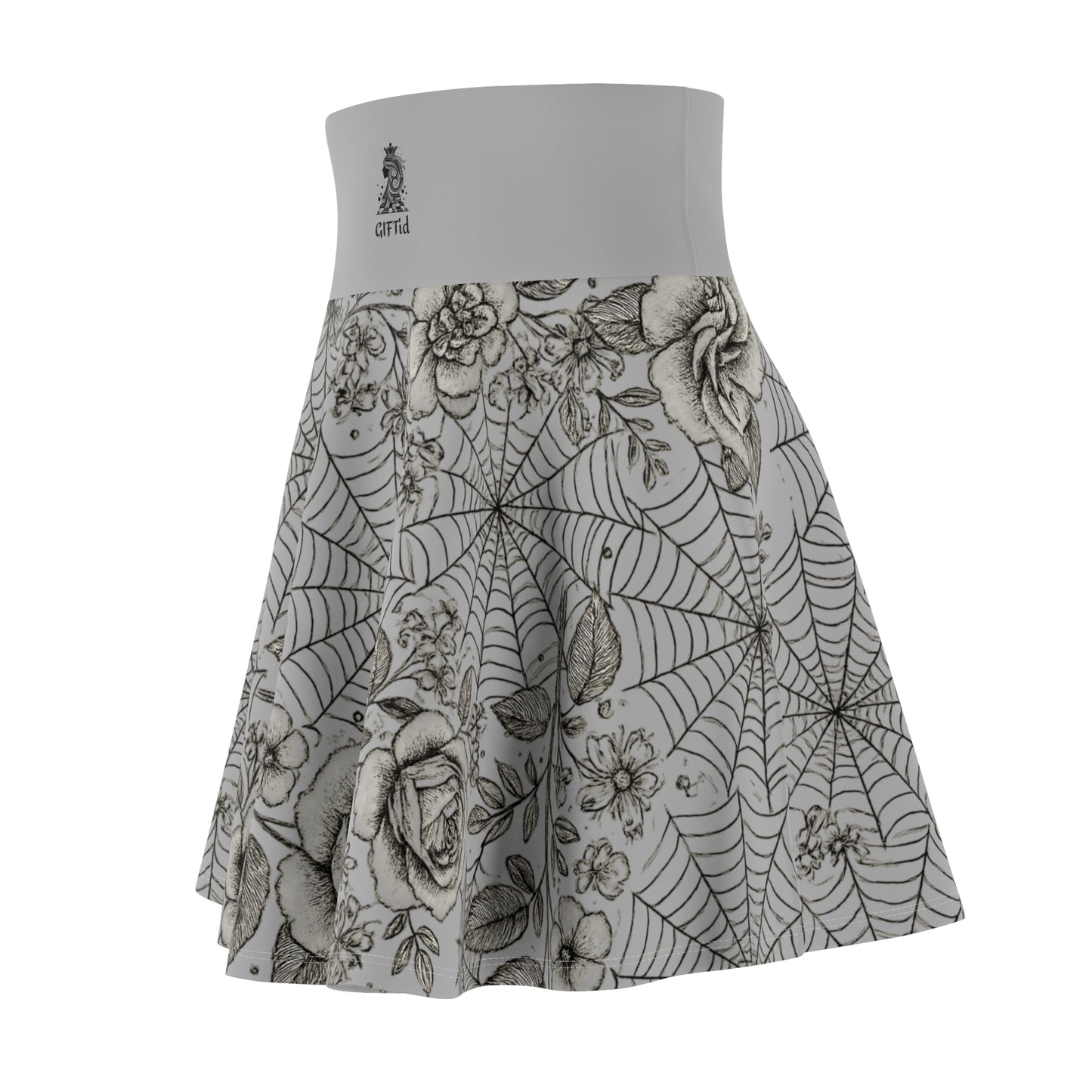 Flower Web Skater Skirt - Light Grey
