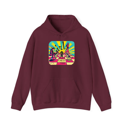 Girls Play Chess Too Hoodie, Funny Chess Lover Gift, Board Game Sweatshirt, Unique Chess Designs, Cozy Gamer Apparel