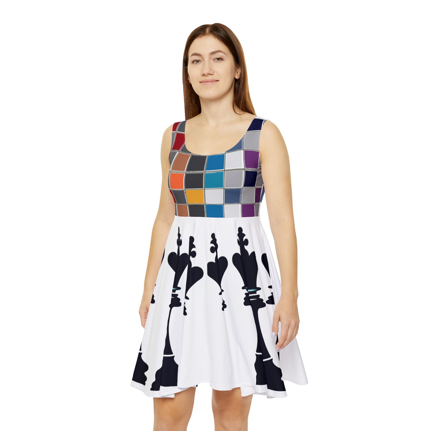 GIFTid Get 'Nuff of Me Skater Dress, Stylish Summer Dress, Game Night Outfit, Casual Date Dress, Unique Gift for Chess Lovers, Fun Party Attire