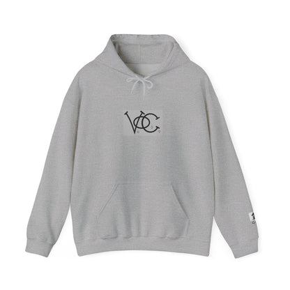 Stylish Unisex Hoodie with Custom "V.O.C." Graphic Design, Cozy Pullover, Casual Wear, Gift for Him/Her, Perfect for All Seasons