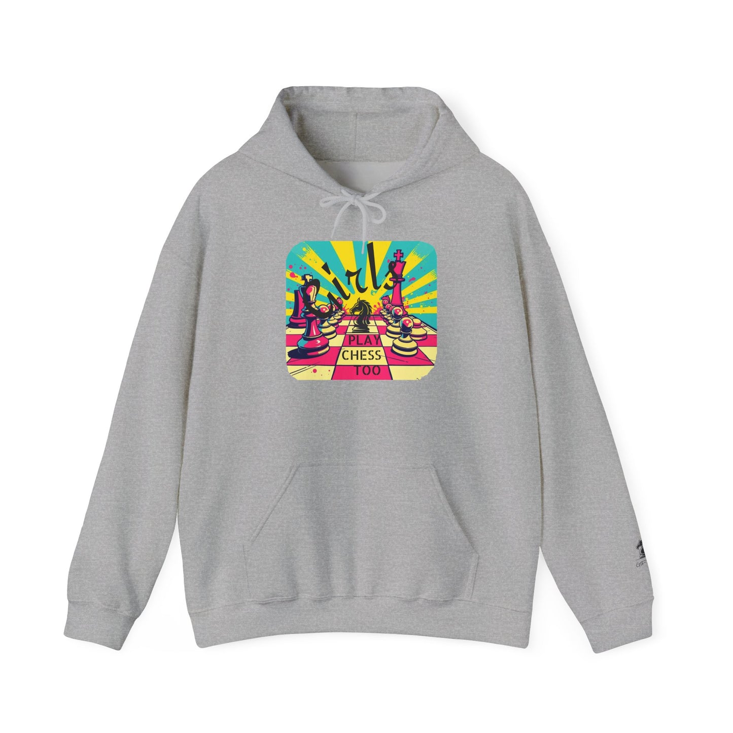 Girls Play Chess Too Hoodie, Funny Chess Lover Gift, Board Game Sweatshirt, Unique Chess Designs, Cozy Gamer Apparel