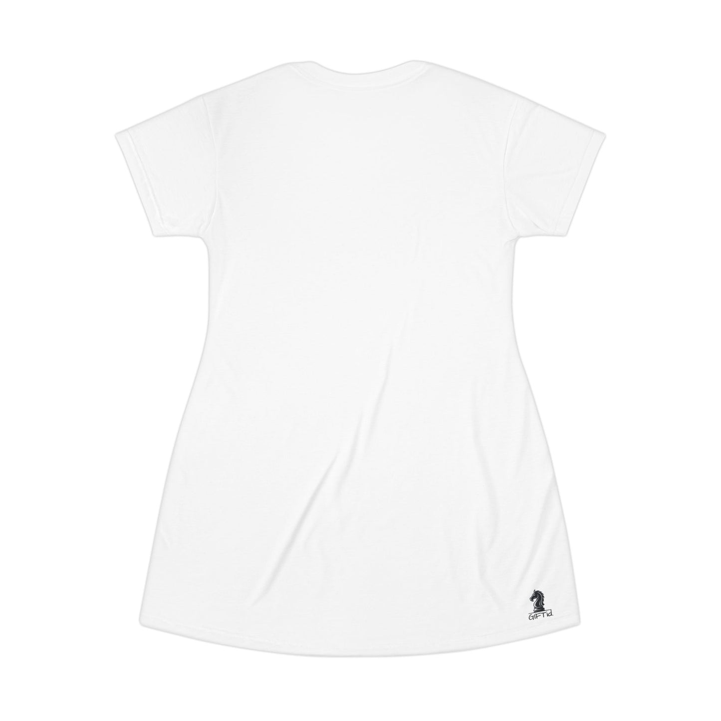 White GIFTid HorseFlower T-Shirt Dress, Casual Summer Dress, Boho Style Dress, Relaxed Wear, Perfect Gift for Her
