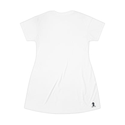 White GIFTid HorseFlower T-Shirt Dress, Casual Summer Dress, Boho Style Dress, Relaxed Wear, Perfect Gift for Her
