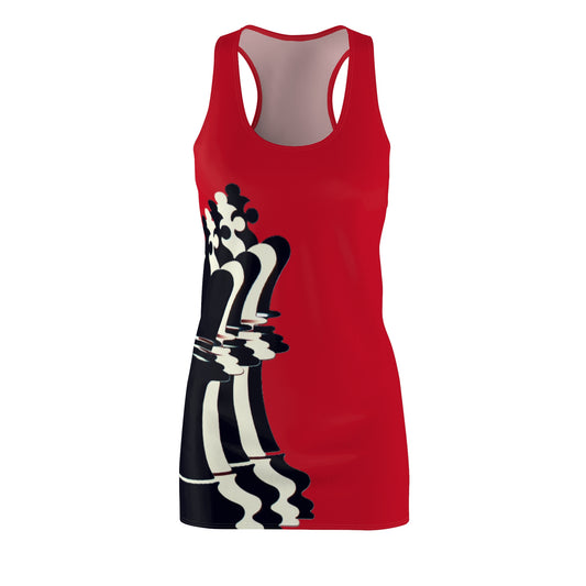 Red GIFTid Queen Move Racerback Dress | Stylish Summer Dress, Unique Gift, Casual Wear, Chess Lover's Apparel, Trendy AOP Dress