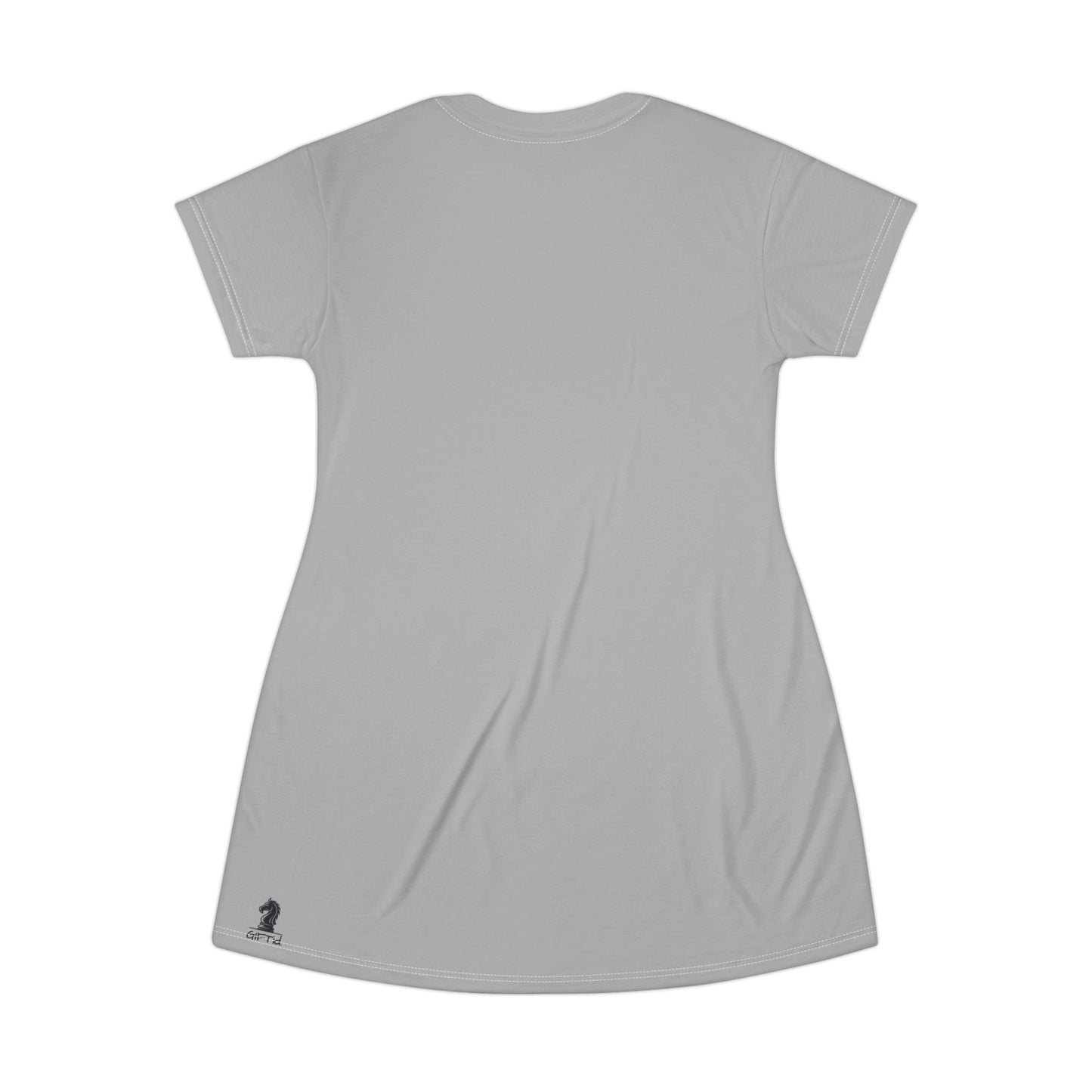 Grey GIFTid Queen's Domain Graphic T-Shirt Dress | Unique Chess Lover Gift, Casual Wear, Playful Outfit, Game Night Apparel, Stylish Dress