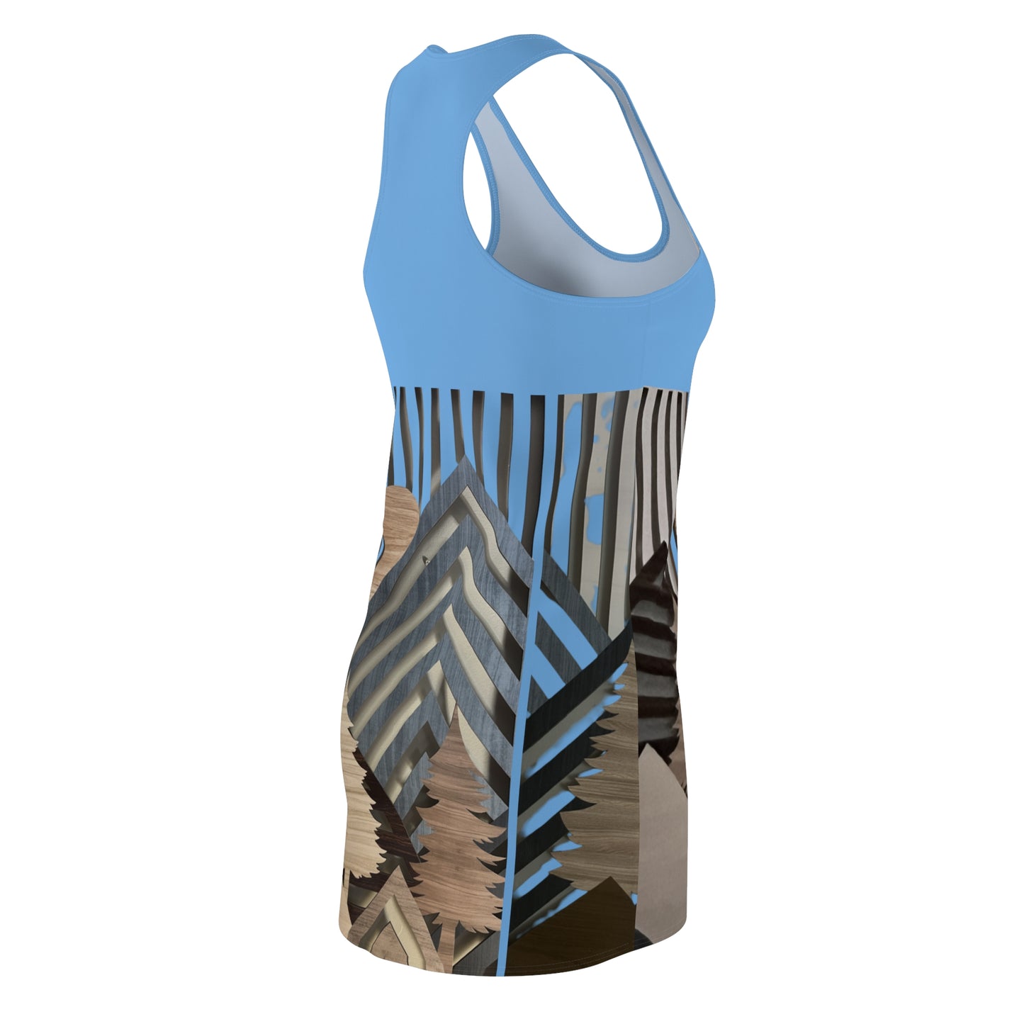 Mountain About Blue Racerback Dress with Nature-Inspired Design, Casual Summer Wear, Outdoor Events, Vacation Essential, Eco-Friendly Fashion