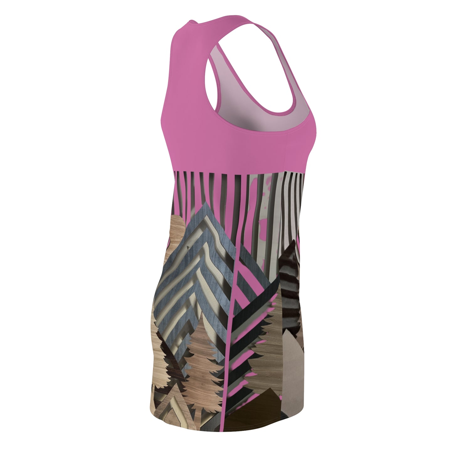 Mountain About Pink Racerback Dress with Nature-Inspired Design, Casual Summer Wear, Outdoor Events, Vacation Essential, Eco-Friendly Fashion