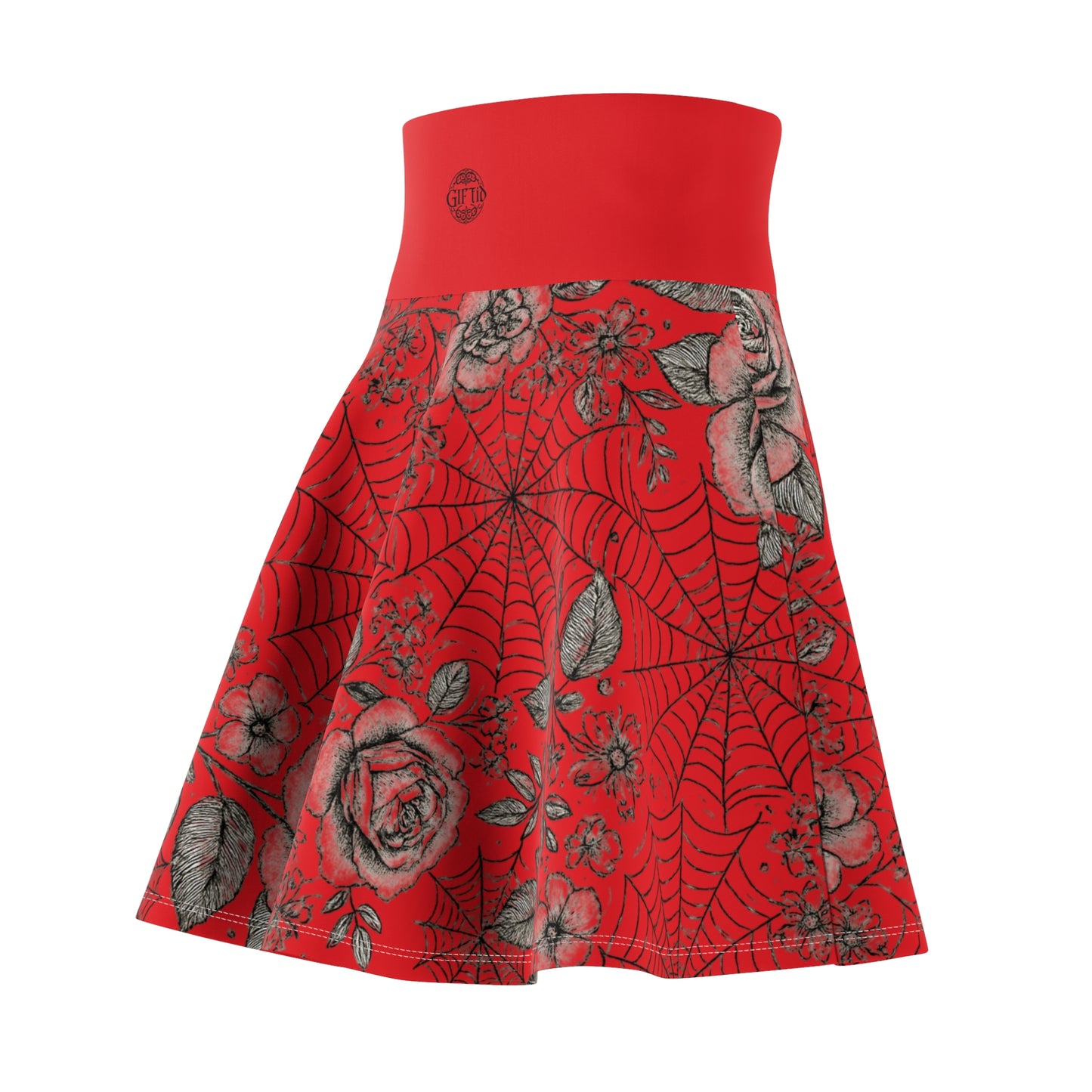Flower Web Skater Skirt - Red