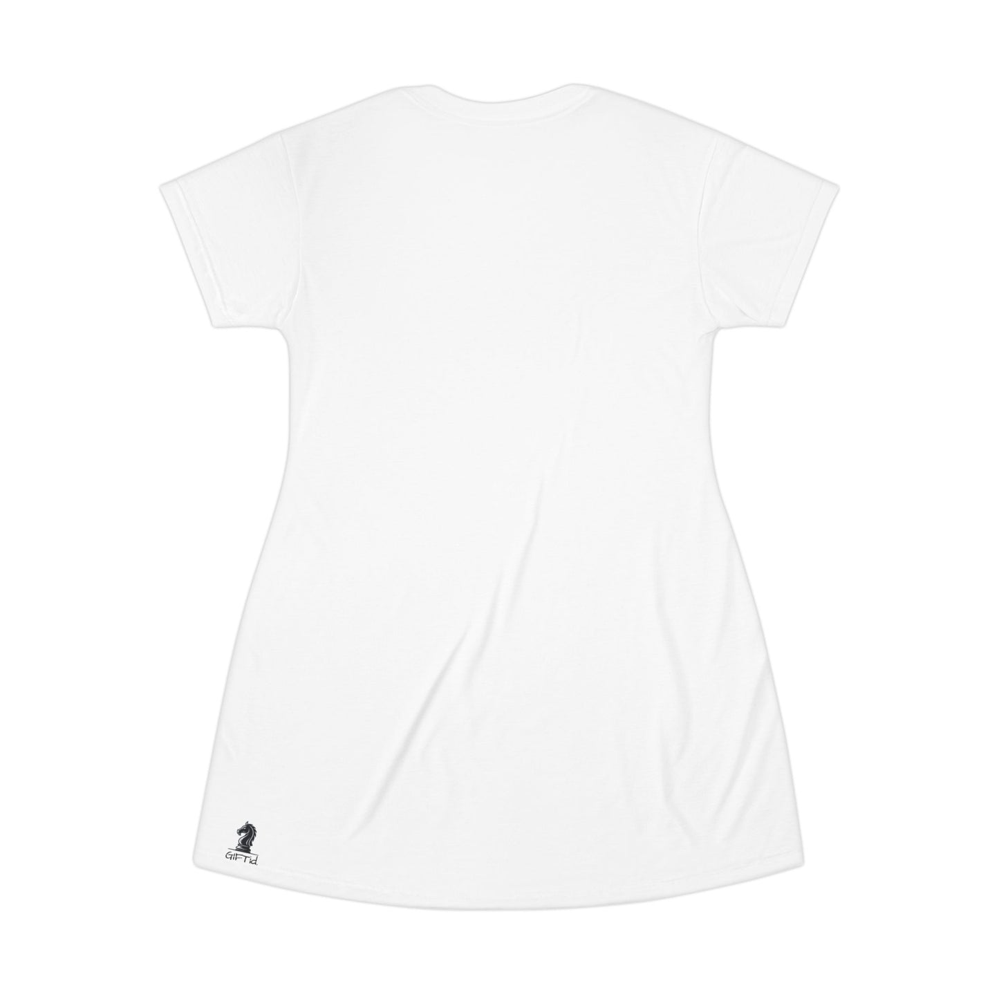 White GIFTid Queen's Domain T-Shirt Dress | Unique Chess Lover Gift, Casual Wear, Playful Outfit, Game Night Apparel, Stylish Dress