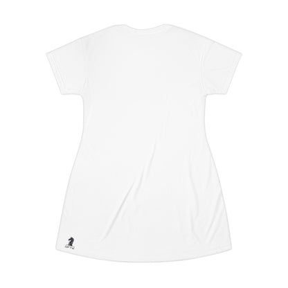 White GIFTid Queen's Domain T-Shirt Dress | Unique Chess Lover Gift, Casual Wear, Playful Outfit, Game Night Apparel, Stylish Dress
