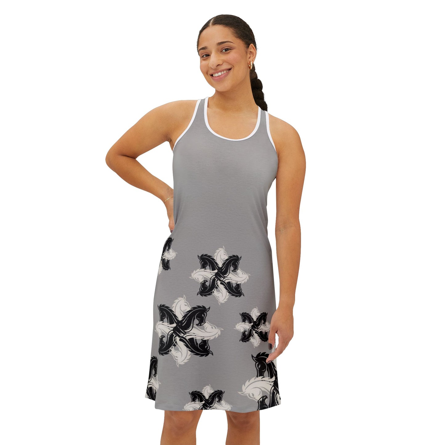 GIFTid Xtra HorseFlower Racerback Dress, Summer Dress, Casual Dress, Beachwear, Everyday Dress